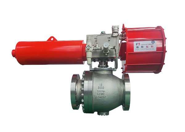 12”600 CF8C材质 气动硬密封耐磨C型球阀